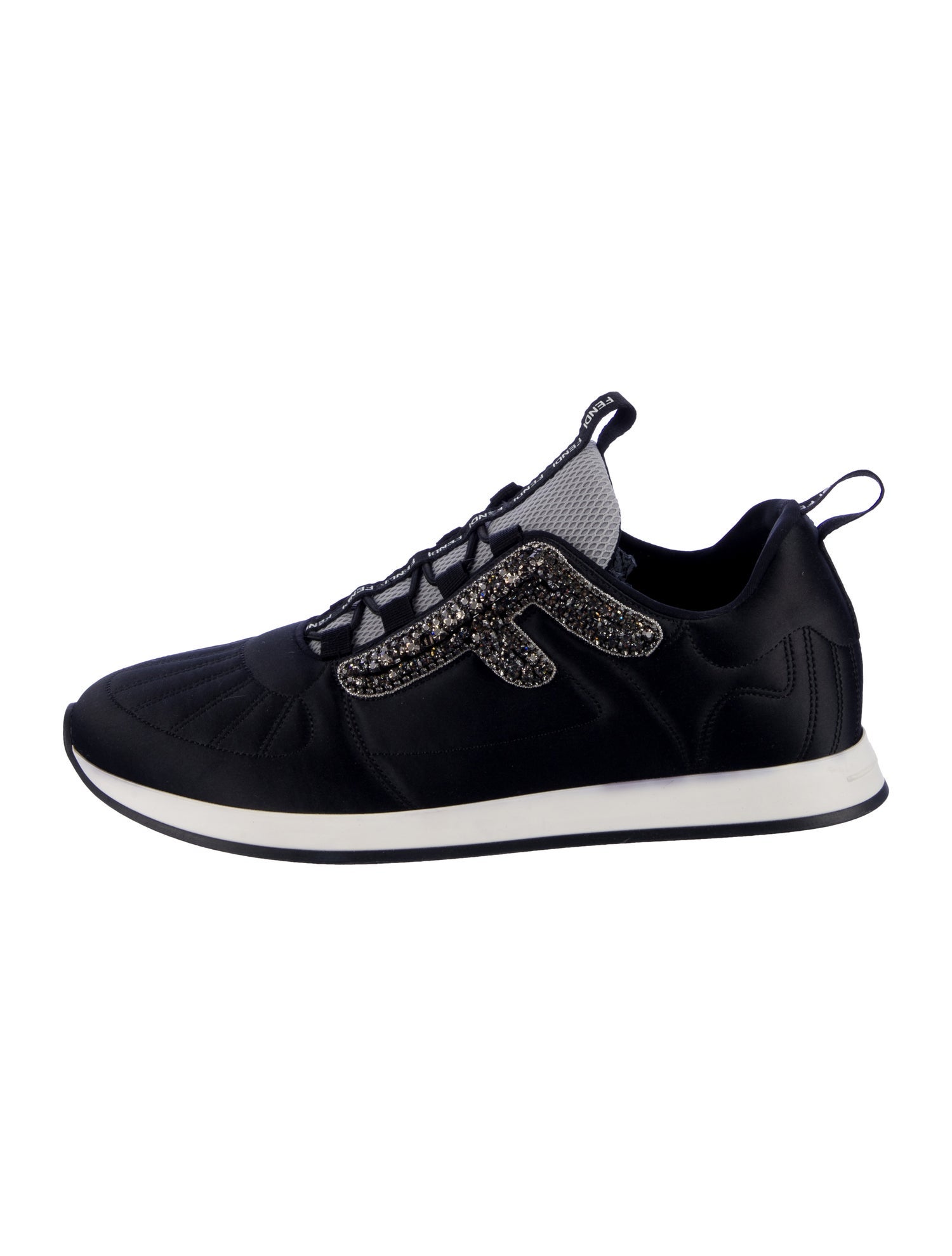 Fendi Satin Crystal Embellishments Athletic Sneakers