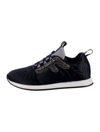 Fendi Satin Crystal Embellishments Athletic Sneakers
