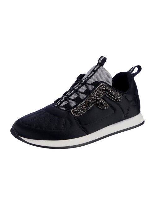 Fendi Satin Crystal Embellishments Athletic Sneakers