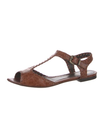 Fendi Leather T-Strap Sandals