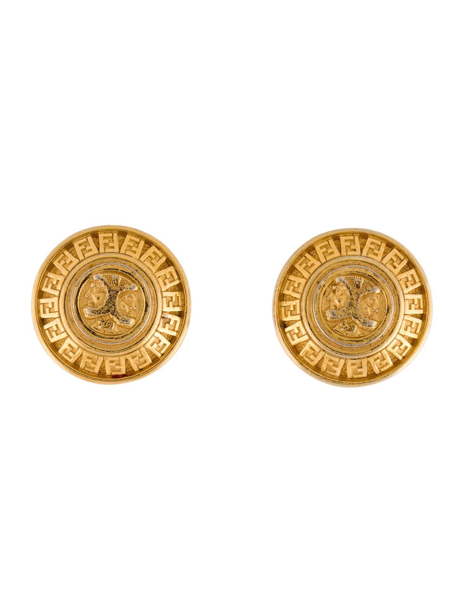 Fendi Vintage FF Logo Stud Clip-On Earrings