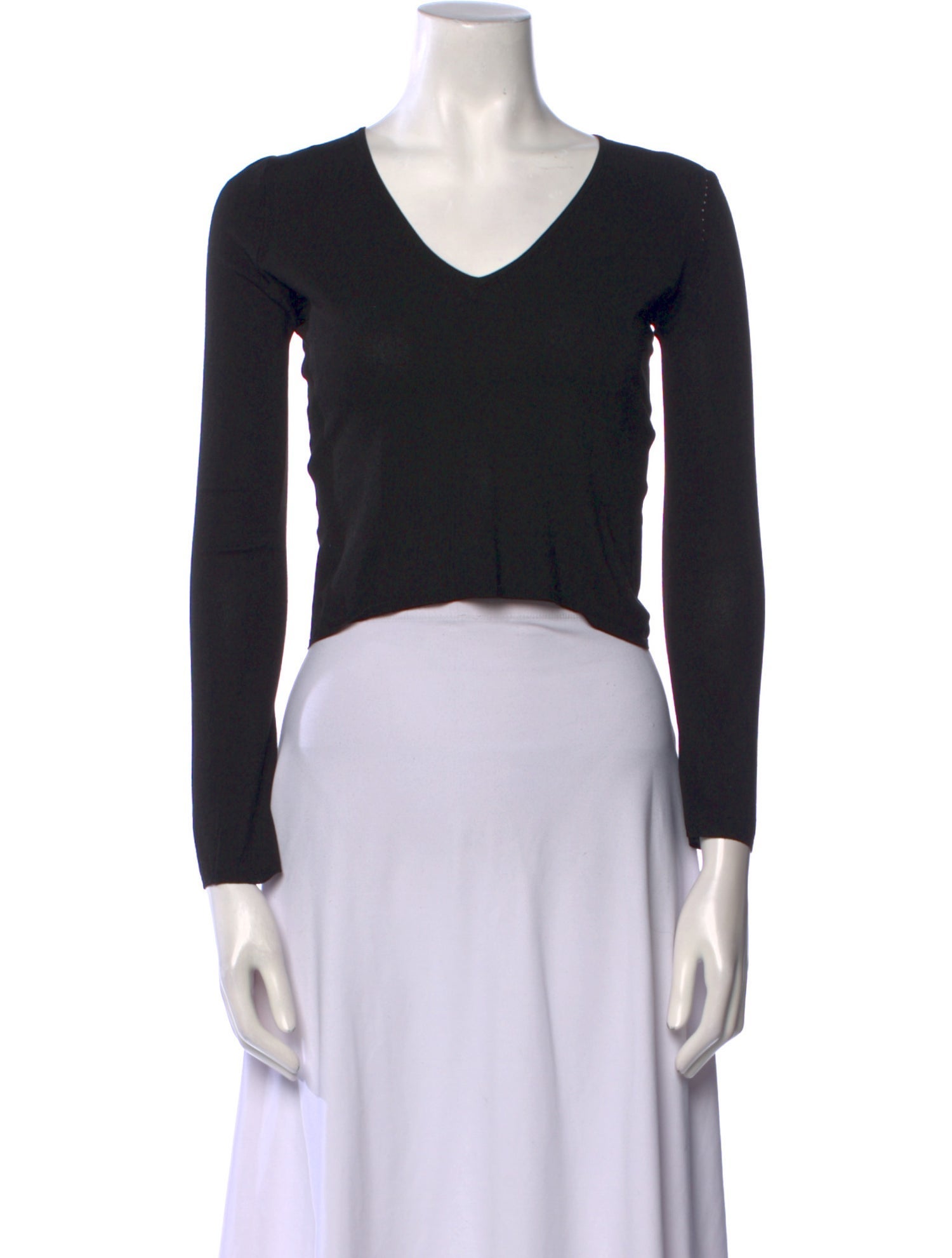 Fendi V-Neck Long Sleeve Crop Top