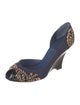 Fendi Printed Embroidered Accent D'Orsay Pumps