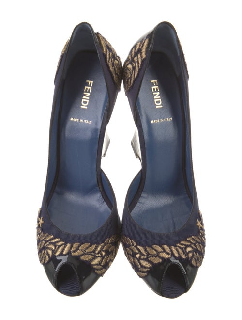 Fendi Printed Embroidered Accent D'Orsay Pumps