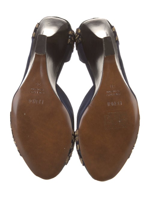 Fendi Printed Embroidered Accent D'Orsay Pumps