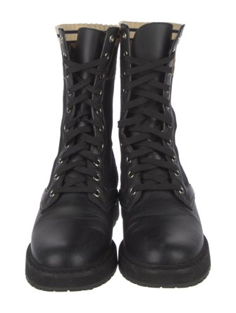 Fendi Zucca FF Logo Leather Combat Boots