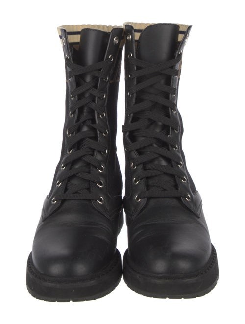 Fendi Zucca FF Logo Leather Combat Boots