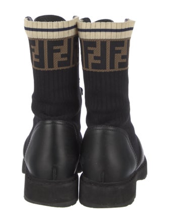 Fendi Zucca FF Logo Leather Combat Boots