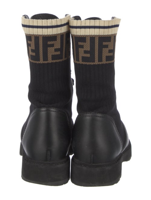 Fendi Zucca FF Logo Leather Combat Boots