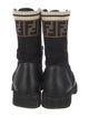 Fendi Zucca FF Logo Leather Combat Boots