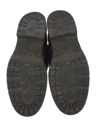 Fendi Zucca FF Logo Leather Combat Boots