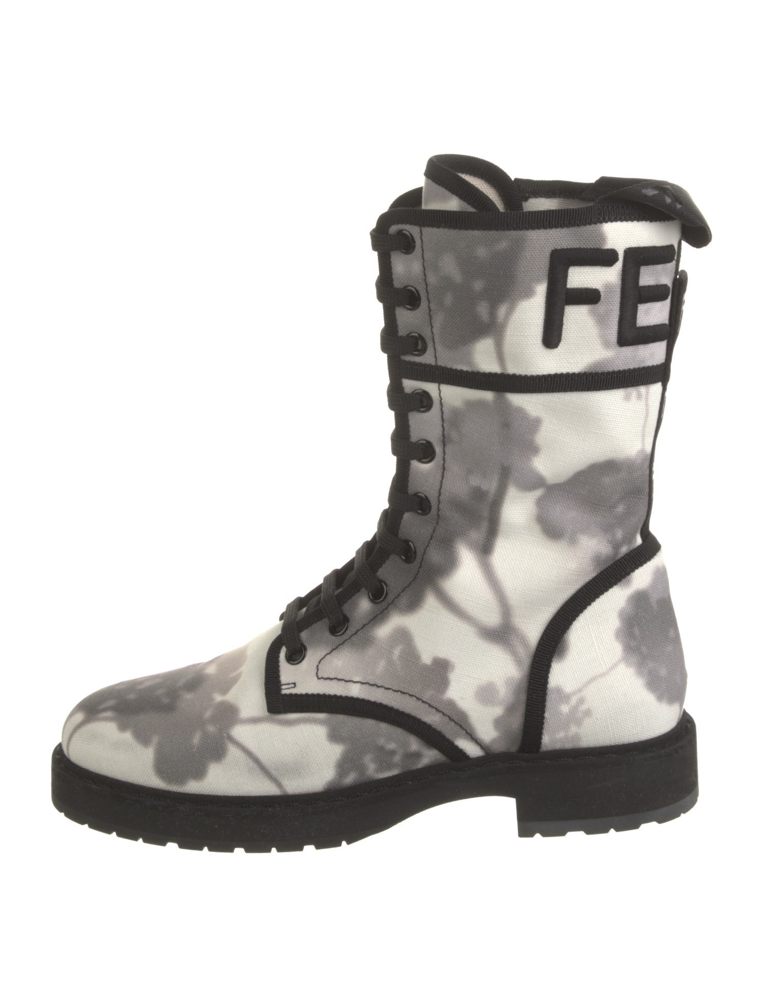 Fendi Canvas Tie-Dye Print Combat Boots