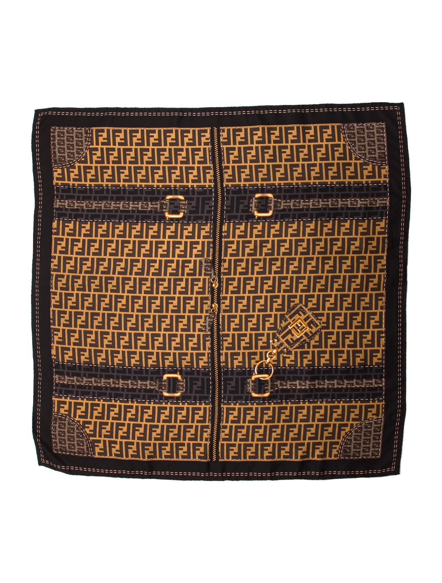 Fendi Silk Zucca FF Logo Scarf