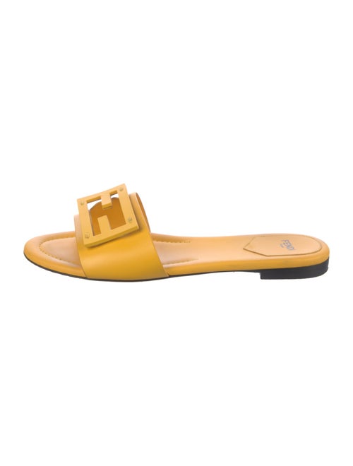 Fendi Zucca FF Logo Leather Slides