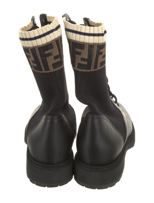 Fendi Zucca FF Logo Leather Combat Boots