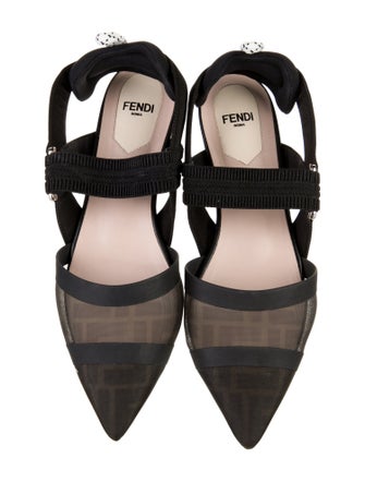 Fendi Mesh Printed Slingback Flats