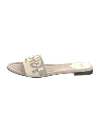 Fendi Canvas Patterned Slides