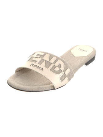 Fendi Canvas Patterned Slides
