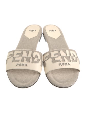 Fendi Canvas Patterned Slides