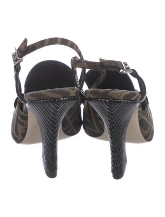 Fendi Zucca FF Logo Canvas Slingback Pumps