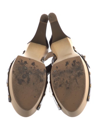 Fendi Patent Leather Studded Accents Slingback Pumps