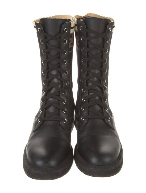 Fendi Zucca FF Logo Leather Combat Boots