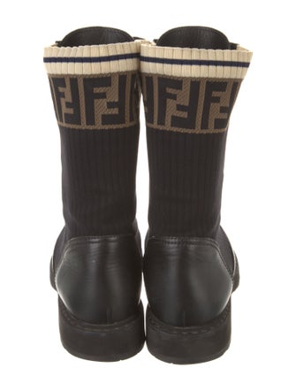 Fendi Zucca FF Logo Leather Combat Boots