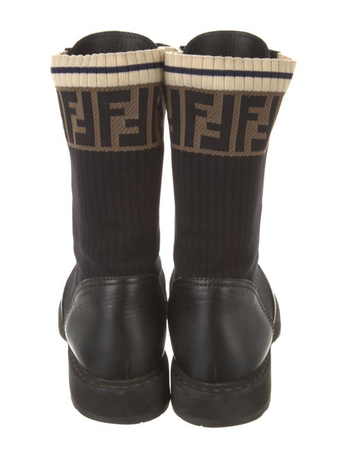 Fendi Zucca FF Logo Leather Combat Boots
