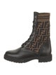 Fendi Zucca FF Logo Leather Combat Boots