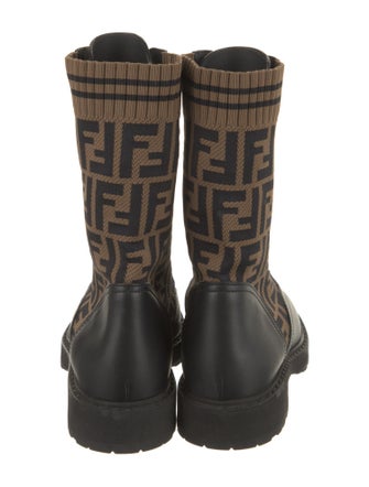 Fendi Zucca FF Logo Leather Combat Boots