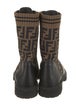 Fendi Zucca FF Logo Leather Combat Boots