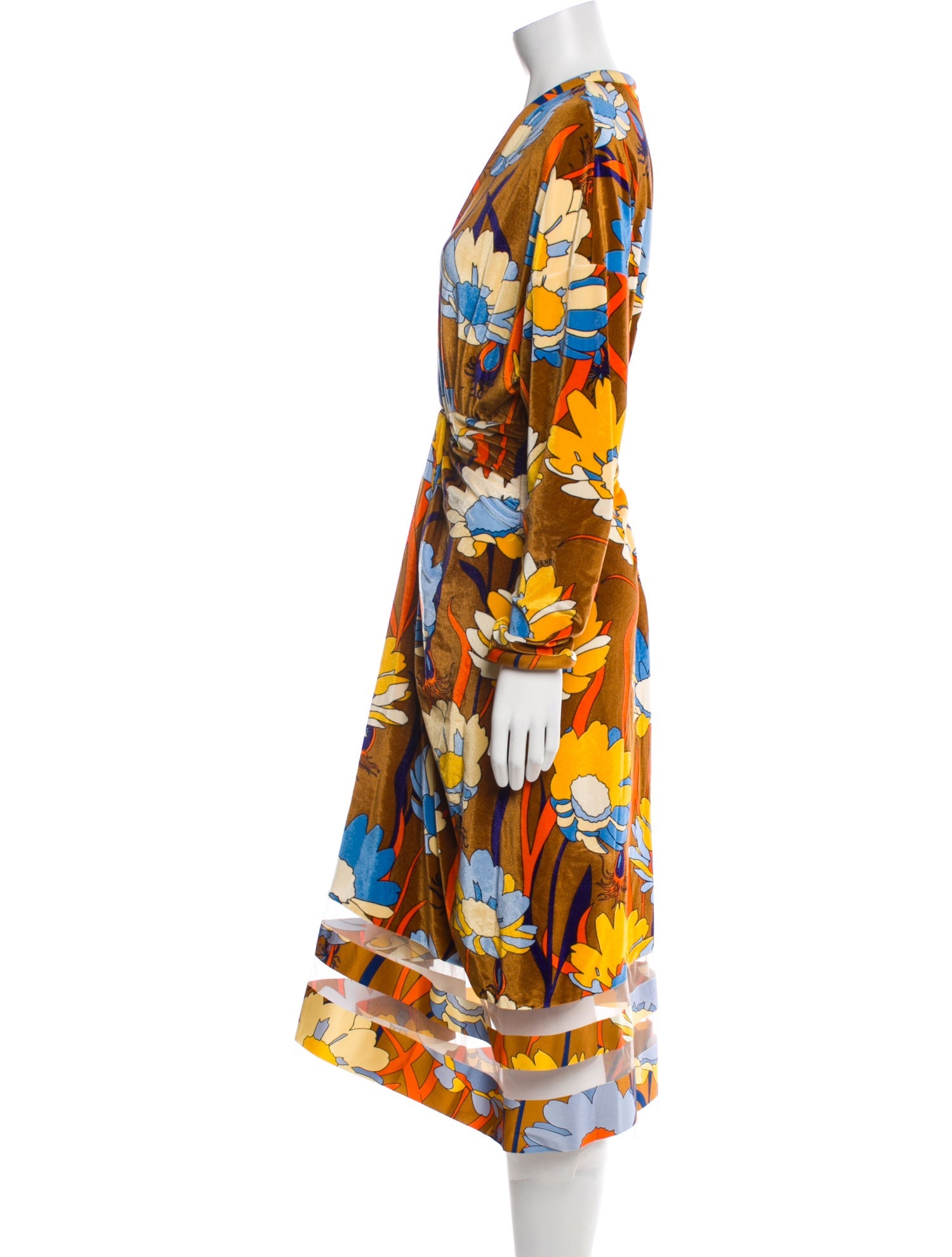 Fendi Floral Print Midi Length Dress