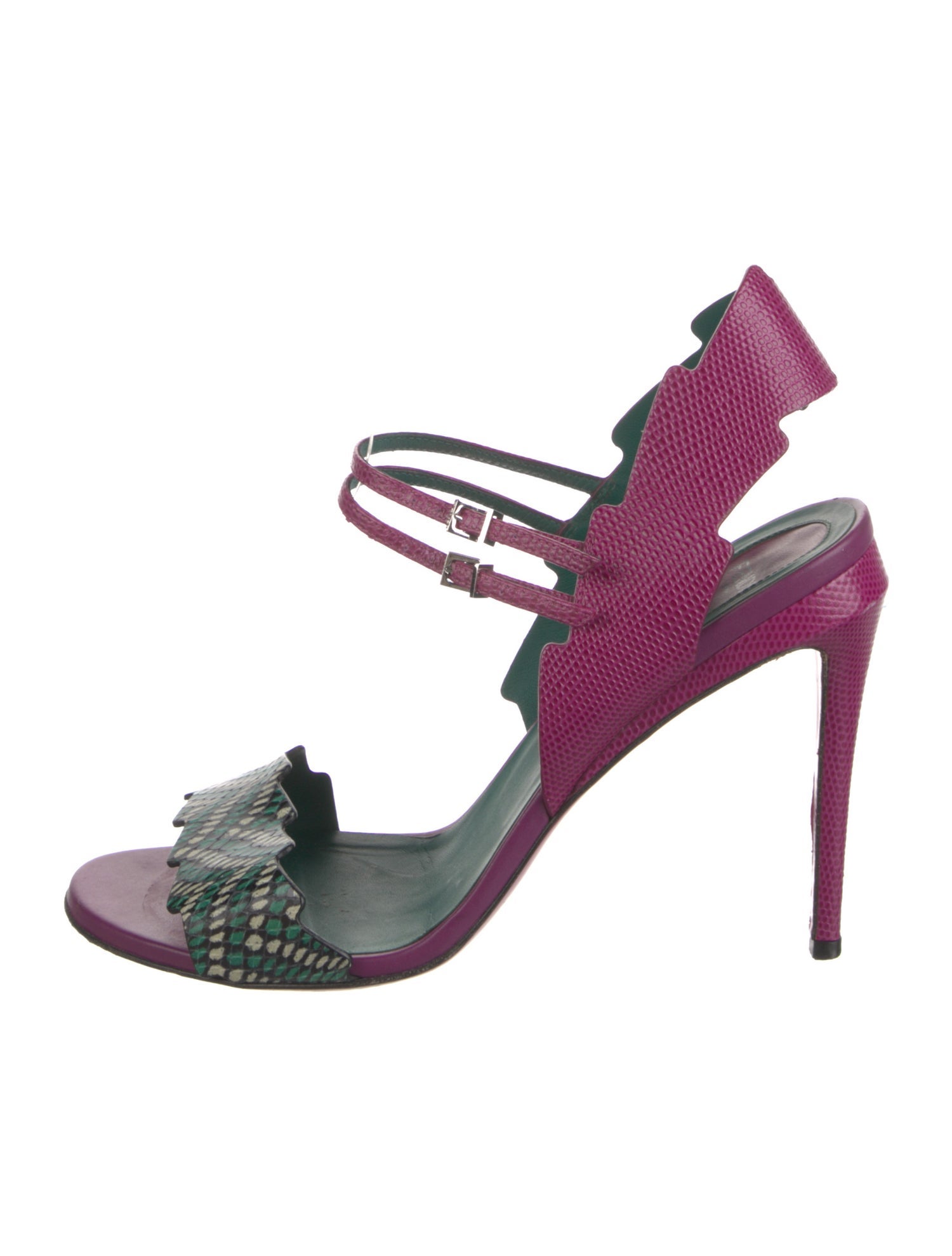 Fendi Leather Colorblock Pattern Sandals