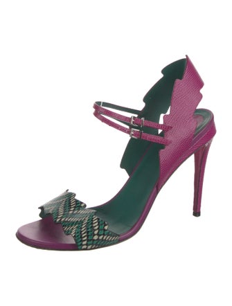 Fendi Leather Colorblock Pattern Sandals