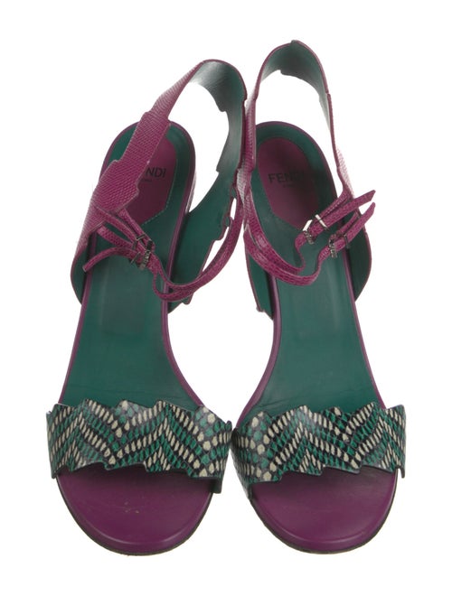 Fendi Leather Colorblock Pattern Sandals