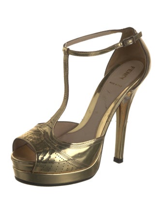 Fendi Patent Leather T-Strap Sandals