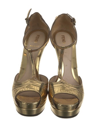 Fendi Patent Leather T-Strap Sandals