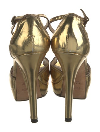 Fendi Patent Leather T-Strap Sandals