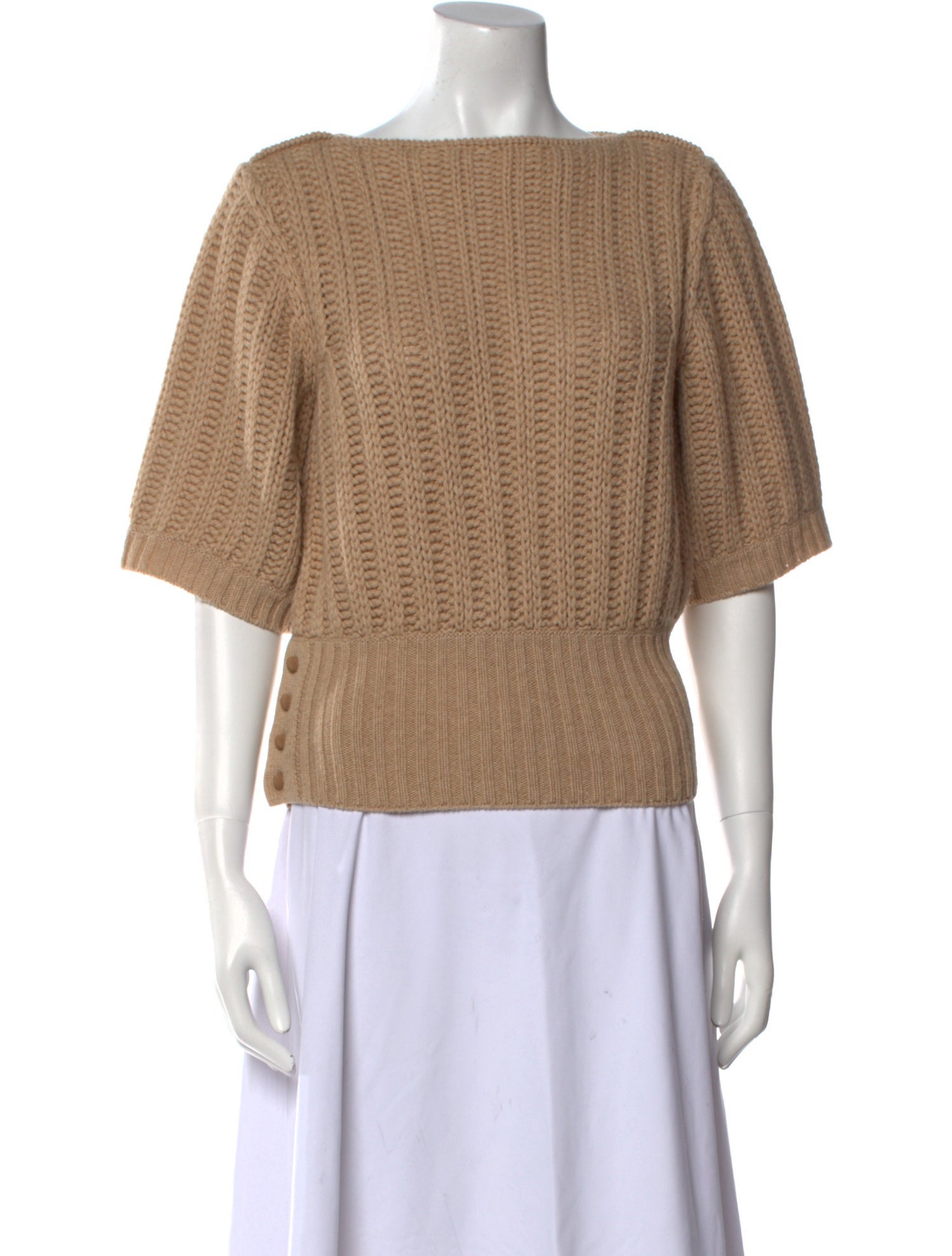 Fendi Camel Hair Bateau Neckline Sweater