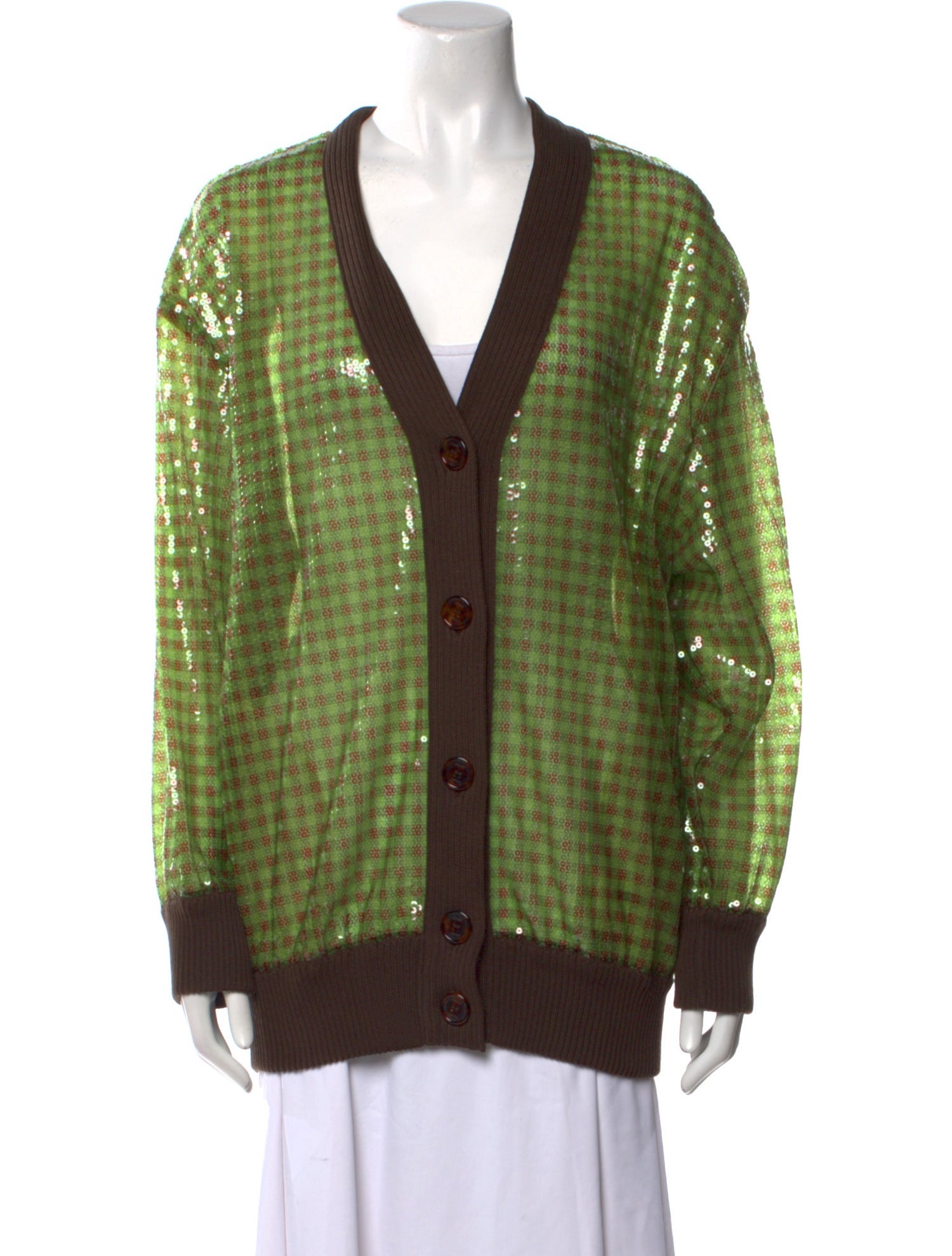 Fendi Sequin Colorblock Pattern Sweater