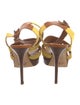 Fendi Leather Colorblock Pattern Sandals
