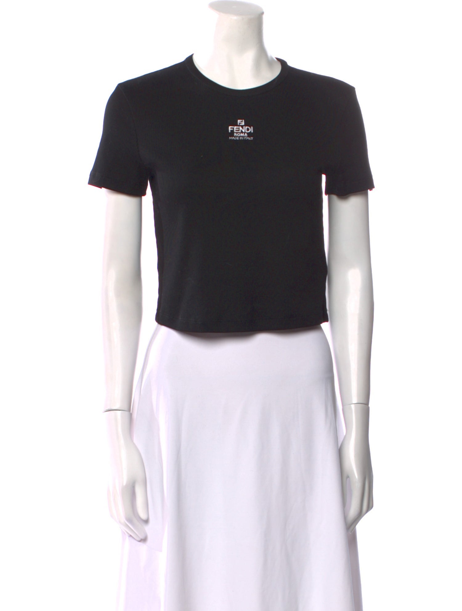 Fendi Graphic Print Crew Neck Crop Top