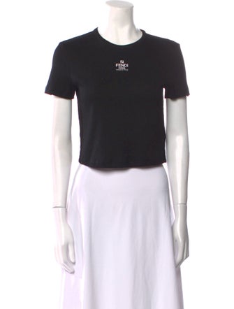 Fendi Graphic Print Crew Neck Crop Top