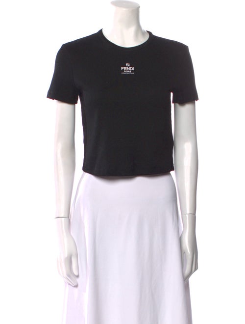 Fendi Graphic Print Crew Neck Crop Top