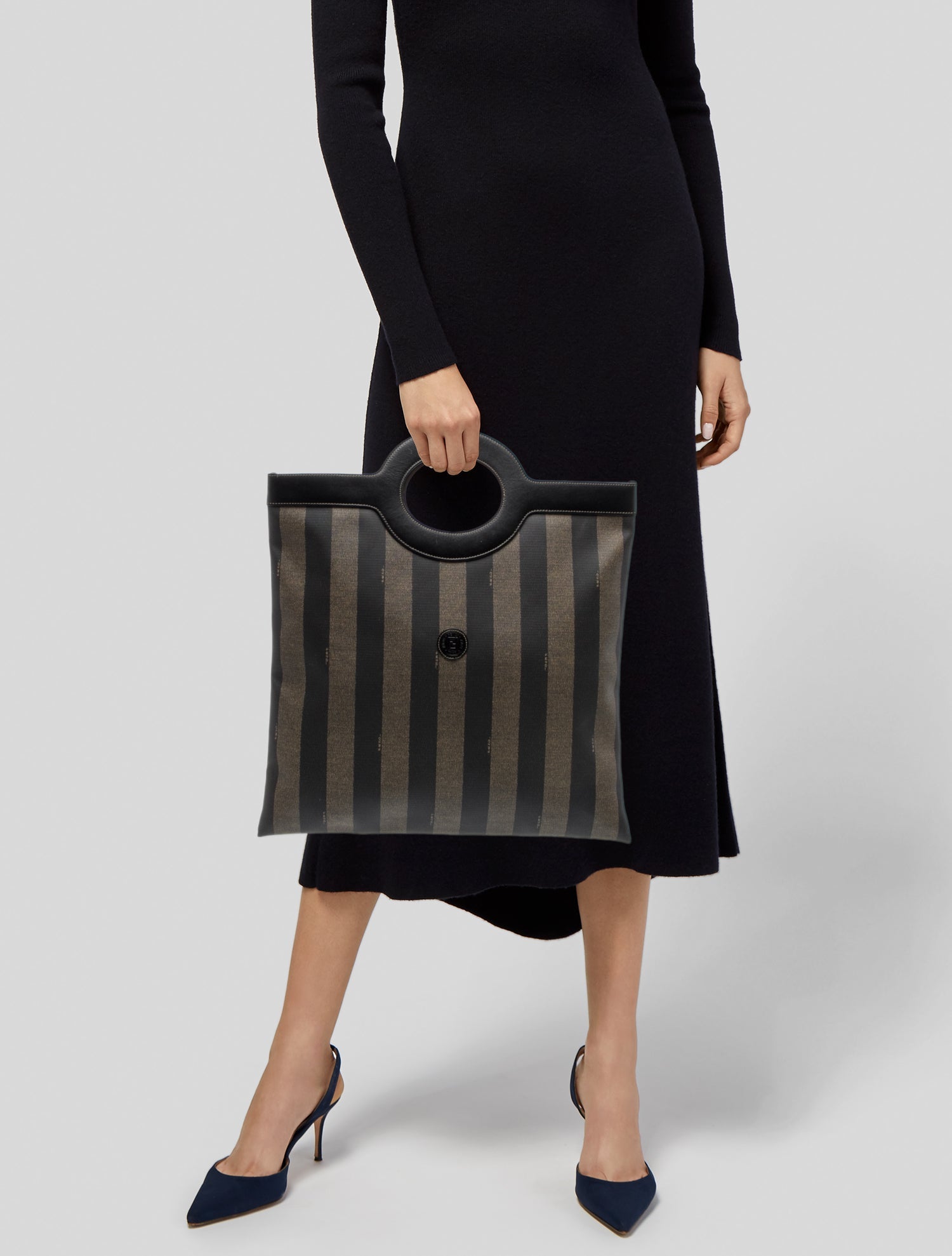 Fendi Pequin Top Handle Bag Vintage