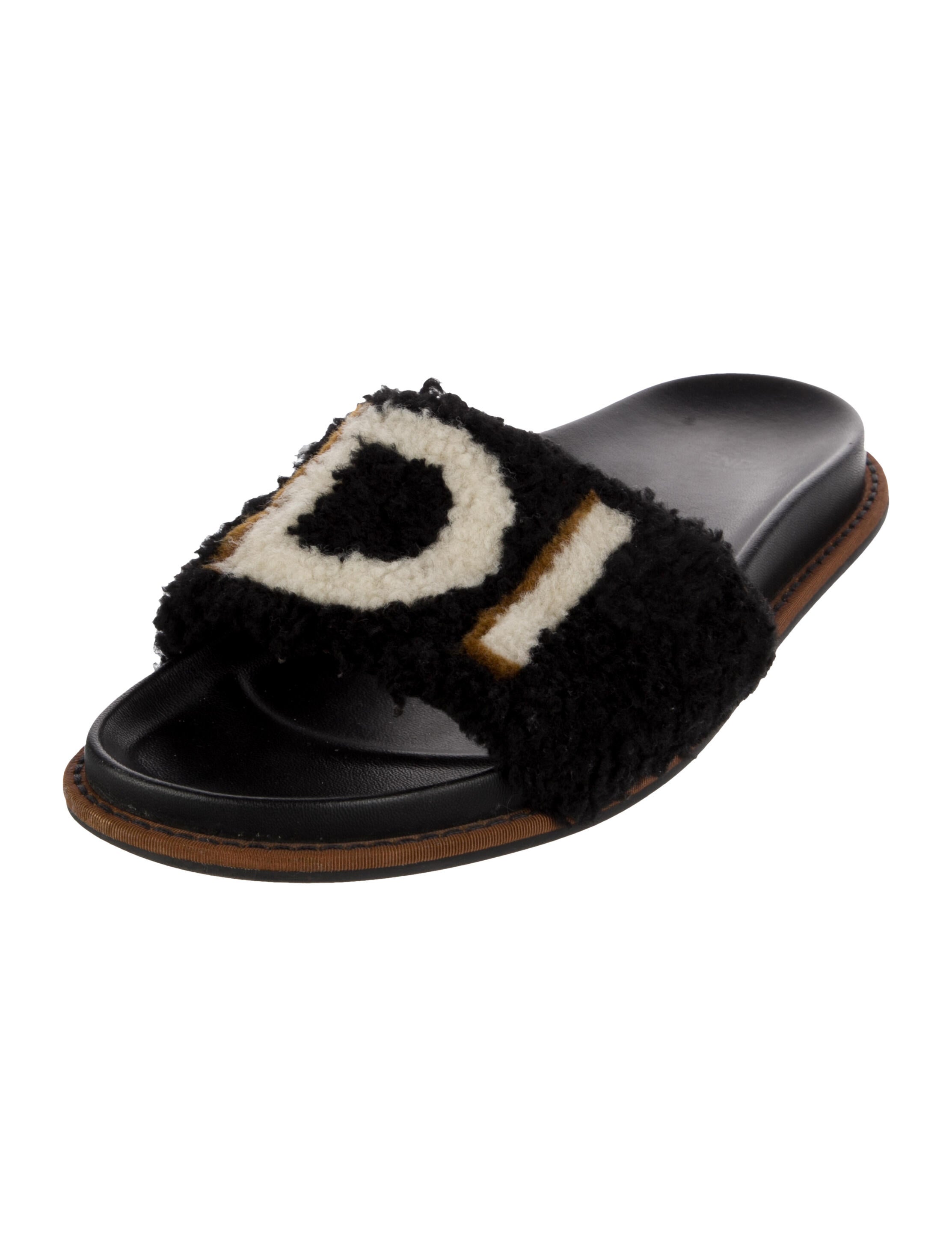 Fendi Leather Patterned Slides