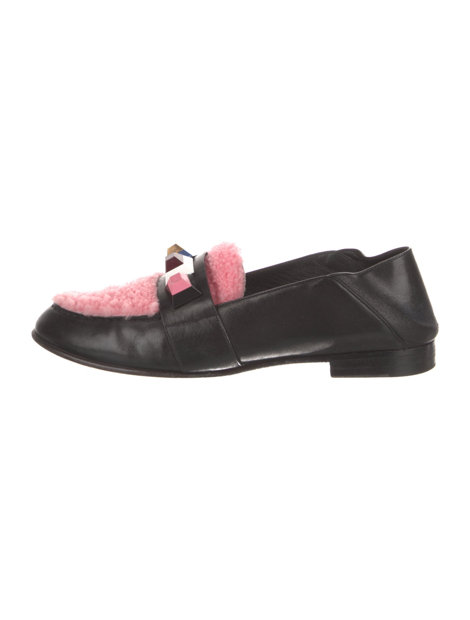 Fendi Leather Studded Accents Loafers