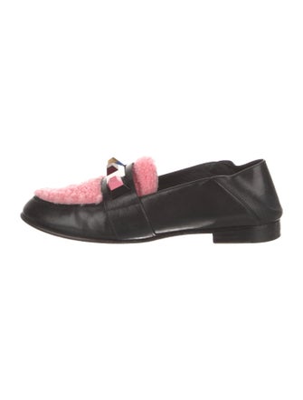 Fendi Leather Studded Accents Loafers