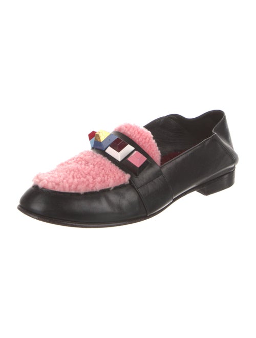 Fendi Leather Studded Accents Loafers