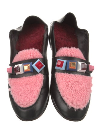 Fendi Leather Studded Accents Loafers